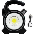image of Worklight 2 LED white powerful solar Micro USB portable light IP65 waterproof with carrying handle 17 x 13 x 4 cm Black
