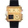 image of SKMEI Montre pour homme 1584, cadrant en Or, Bracelet Noir (petit modèle)